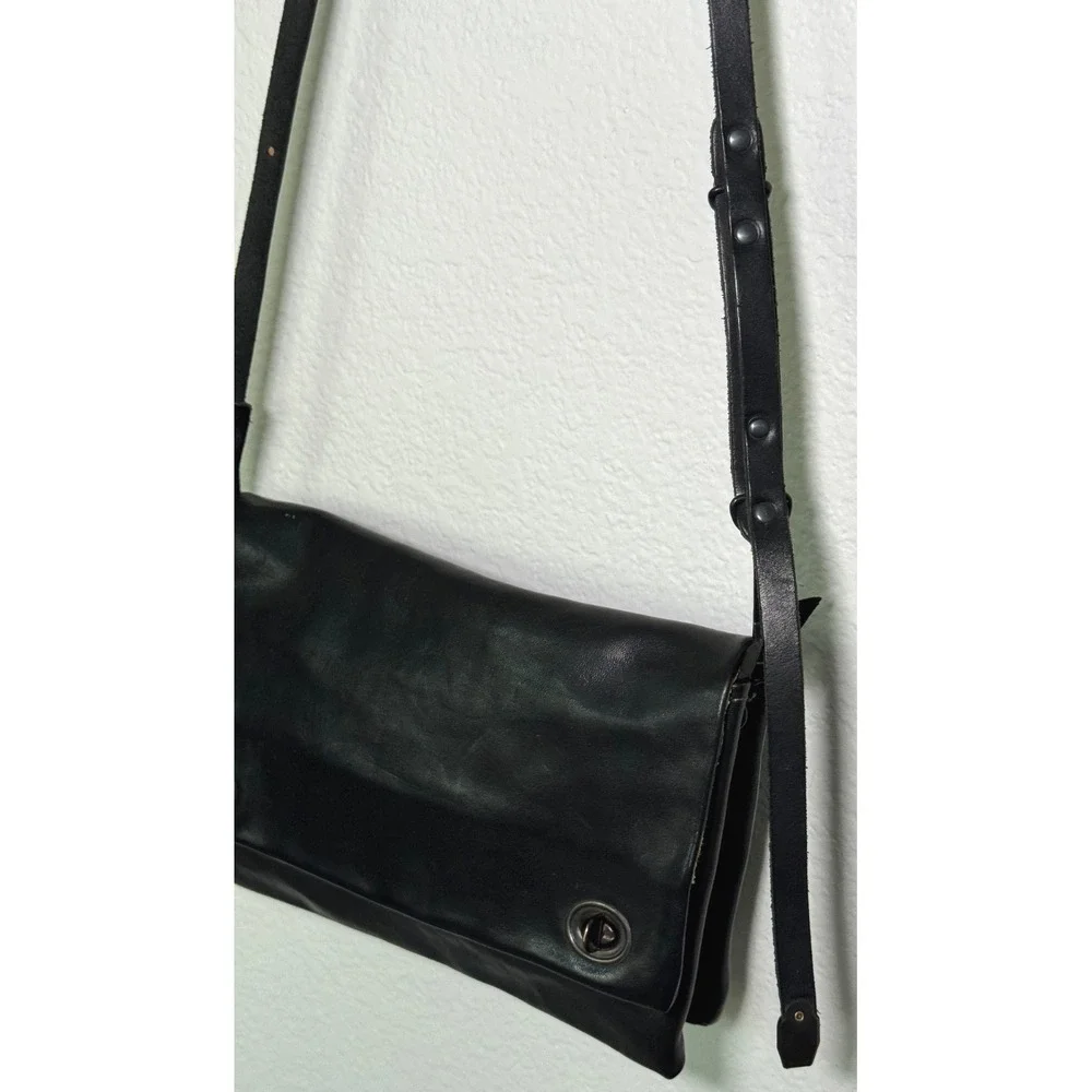 Delle Cose Poste Italia Black Leather Crossbody Italian Made Purse Dust Cover